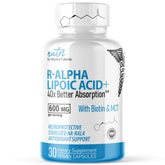 Nature's Fusions Nutri R-ALA – Bouteille 600 mg, soutien énergétique potentiel.