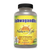 Nature's Life Ashwagandha, bouteille de gélules pour relaxation potentielle.