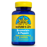 Nature's Life Bromélaïne et Papain - bouteille, soutien digestif potentiel pour protéines.