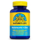 Nature's Life Monolaurin Plus Zinc – Bouteille et emballage, soutien immunitaire potentiel.