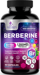 Nature's Nutrition Berberine HCL, bouteille montrant le flacon et le contenu