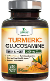 Nature's Nutrition capsules-curcuma-2000mg affichant le complément pour le soutien des articulations.
