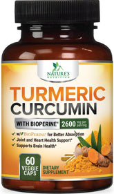 Nature's Nutrition curcuma curcuminoïdes, flacon de 60 capsules, soutien articulaire naturel