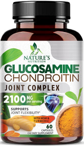 Nature's Nutrition Glucosamine-Chondroïtine-MSM – bouteille pour soutien articulaire et mobilité