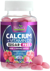 Nature's Nutrition Gommes Calcium D3 en bouteille, soutien potentiel des os et dents.