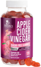Nature's Nutrition Gommes Vinaigre de Pomme 1000mg en bouteille, soutien potentiel métabolisme et énergie.