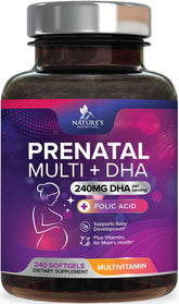 Nature's Nutrition Prenatal — bouteille ouverte, pratique à emporter pour votre routine quotidienne.