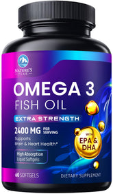 Nature's Peak huile omega3 2400mg en bouteille, soutien potentiel pour le cœur.