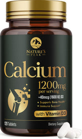 Nature's Peak Calcium 1200 mg D3 – bouteille prête à l'emploi quotidien.