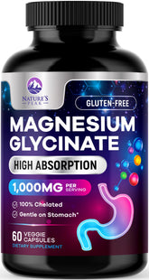 Nature's Peak Magnésium Glycinate en bouteille, soutien potentiel au sommeil et à la détente.