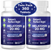 Nature's Perfect Night mélatonine 20 mg, emballage pratique pour la routine nocturne.