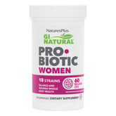 Nature's Plus GI Natural Probiotic Femmes – bouteille montrant les capsules et le potentiel digestif.