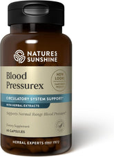 Nature's Sunshine Blood Pressurex, bouteille, soutien potentiel au maintien d'une pression artérielle normale.