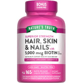 Nature's Truth Biotine 5000 mcg pour cheveux forts et peau éclatante.