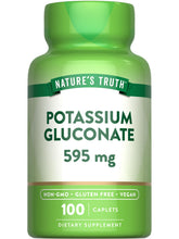 Nature's Truth Potassium Gluconate caplets dans l'emballage, présentation claire.