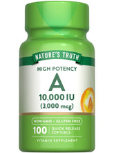 Nature's Truth Vitamine A 10000 UI — flacon gélules molles faciles à avaler au quotidien.