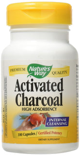Nature's Way Charbon Actif: bouteille 560 mg, pratique après les repas.
