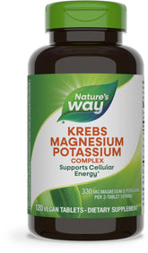 Nature's Way Krebs Magnesium Potassium Complexe, bouteille, énergie cellulaire soutenue au quotidien.