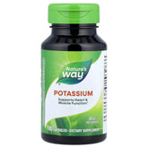 Nature's Way Potassium Chelate - bouteille montrant les capsules et le dosage pratique.
