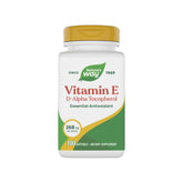Nature's Way Vitamine E D-alpha Tocophérol en bouteille, potentiel antioxydant.