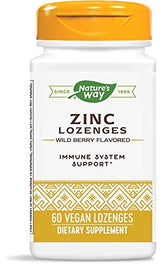 Nature's Way Zinc pastilles fruits rouges dans un flacon pratique pour l'utilisation quotidienne.