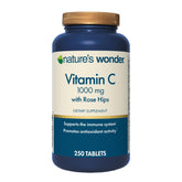 Nature's Wonder Vitamine C 1000 mg dans bouteille, soutien immunitaire potentiel.