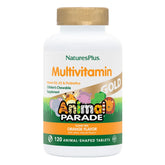NaturesPlus Animal Parade Gold: tablettes mordables orange en forme d’animaux pour compléter l’alimentation.