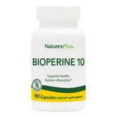 NaturesPlus Bioperine 10 : bouteille montrant l extrait de poivre noir et son potentiel d absorption.