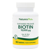 NaturesPlus Biotine 10 000 mcg, bouteille prête pour soutenir cheveux et ongles.