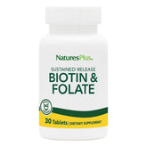 Flacon NaturesPlus Biotine Folate, libération prolongée pour énergie durable.