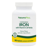 NaturesPlus Chewable Iron – bouteille montrant le complément naturel pour soutenir l'énergie.