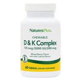NaturesPlus D & K Complex — emballage, goût baies rouges, soutien potentiel du métabolisme du calcium