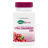 Bouteille NaturesPlus Herbal Actives Ultra Cranberry 1500 prête à soutenir potentiellement les voies urinaires.