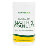 NaturesPlus Lécithine Granules, bouteille ouverte, pratique et facilitant l'ajout quotidien.