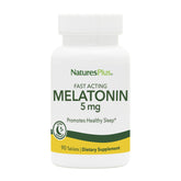 Mélatonine NaturesPlus – bouteille et emballage, soutien possible au sommeil.