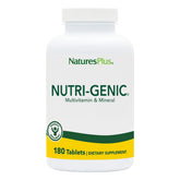 Nature's Plus Nutri-Genic: bouteille ouverte, comprimés végétariens faciles à prendre au quotidien.