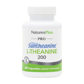 NaturesPlus PRO Suntheanine L-Theanine, bouteille visible, calme et concentration potentielle.