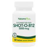 NaturesPlus Shot-O-B12, bouteille et emballage, soutien potentiel à l'énergie naturelle.