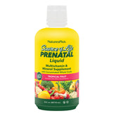 NaturesPlus Source de Vie Prenatal Liquide, bouteille au goût tropical, pratique au quotidien.