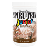 NaturesPlus SpirU-TEIN Junior chocolat, bouteille ouverte prête à servir une collation protéinée pour enfants.