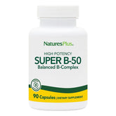 NaturesPlus Super B-50, bouteille visible, soutien énergétique potentiel au quotidien.