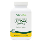 NaturesPlus Ultra-C 2000 mg – bouteille montrant les comprimés et un soutien immunitaire potentiel.