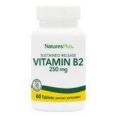 NaturesPlus Vitamine B2 250 mg – bouteille et tablettes, énergie durable.