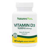 NaturesPlus Vitamine D3 10 000 UI, gélules molles en bouteille, soutien quotidien des os