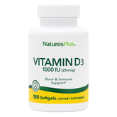 NaturesPlus Vitamine D3 1000 UI - bouteille capsules molles, soutien potentiel des os