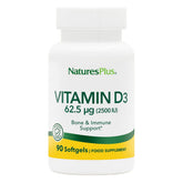 NaturesPlus vitamine D3 2500 UI – bouteille affichée pour le soutien osseux