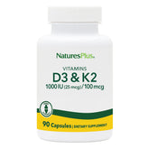 NaturesPlus D3-K2 — bouteille, soutien potentiel à la santé osseuse et immunitaire.
