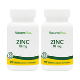 NaturesPlus Zinc 10 mg, comprimés, emballage visible, soutien potentiel du système immunitaire.