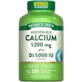 Nature's Truth calcium absorbable en bouteille, soutien quotidien des os et du métabolisme