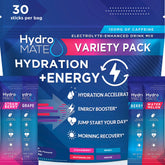 HydroMATE pochettes électrolytes, saveurs variées, pratique pour déplacements.
